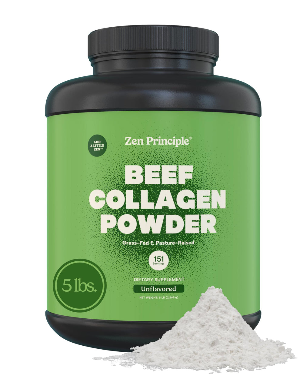 Zen Principle grass-fed collagen tub showing premium quality and sourcing
