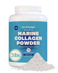 Zen Principle Marine Collagen powder tub, unflavored and easy to mix.