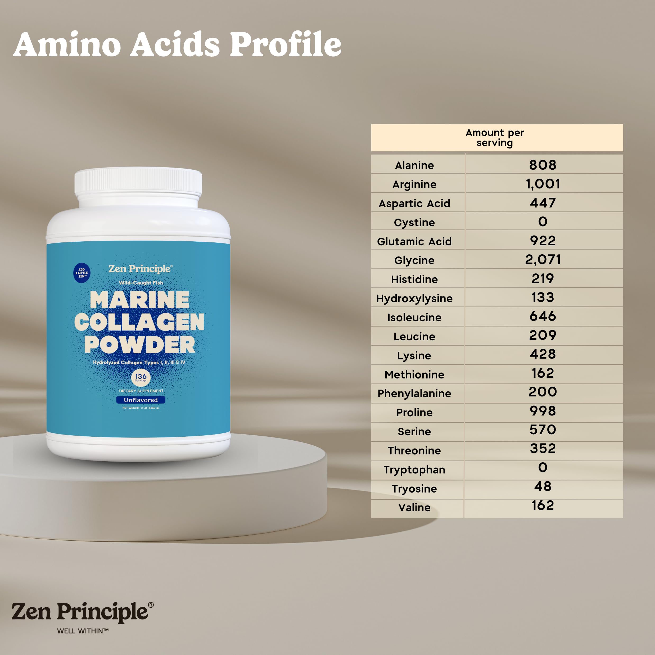 Unflavored collagen powder blending into beverages with ease.