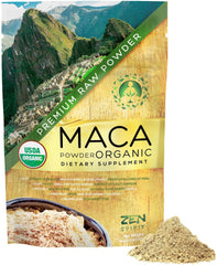Zen Spirit Maca Powder organic packaging shows premium Peruvian root and purity.