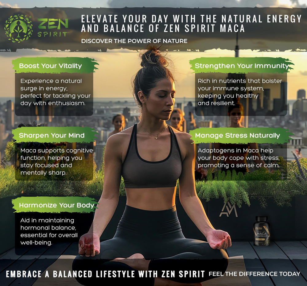 Zen Spirit Maca Powder scoop in bag for easy daily smoothies.