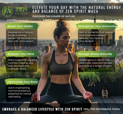 Zen Spirit Maca Powder scoop in bag for easy daily smoothies.