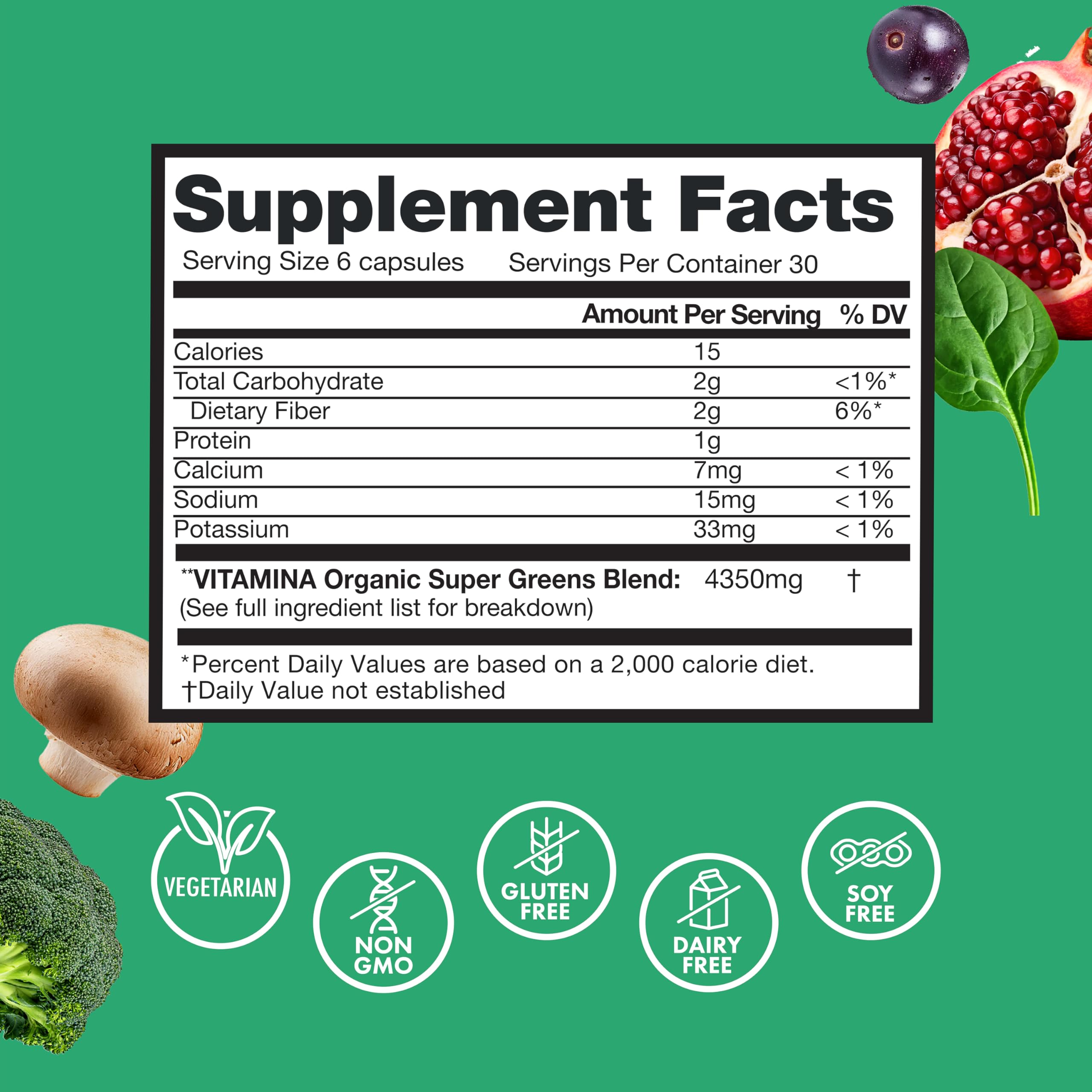 Zena Nutrition Organic Super Greens capsules ready to take daily routine