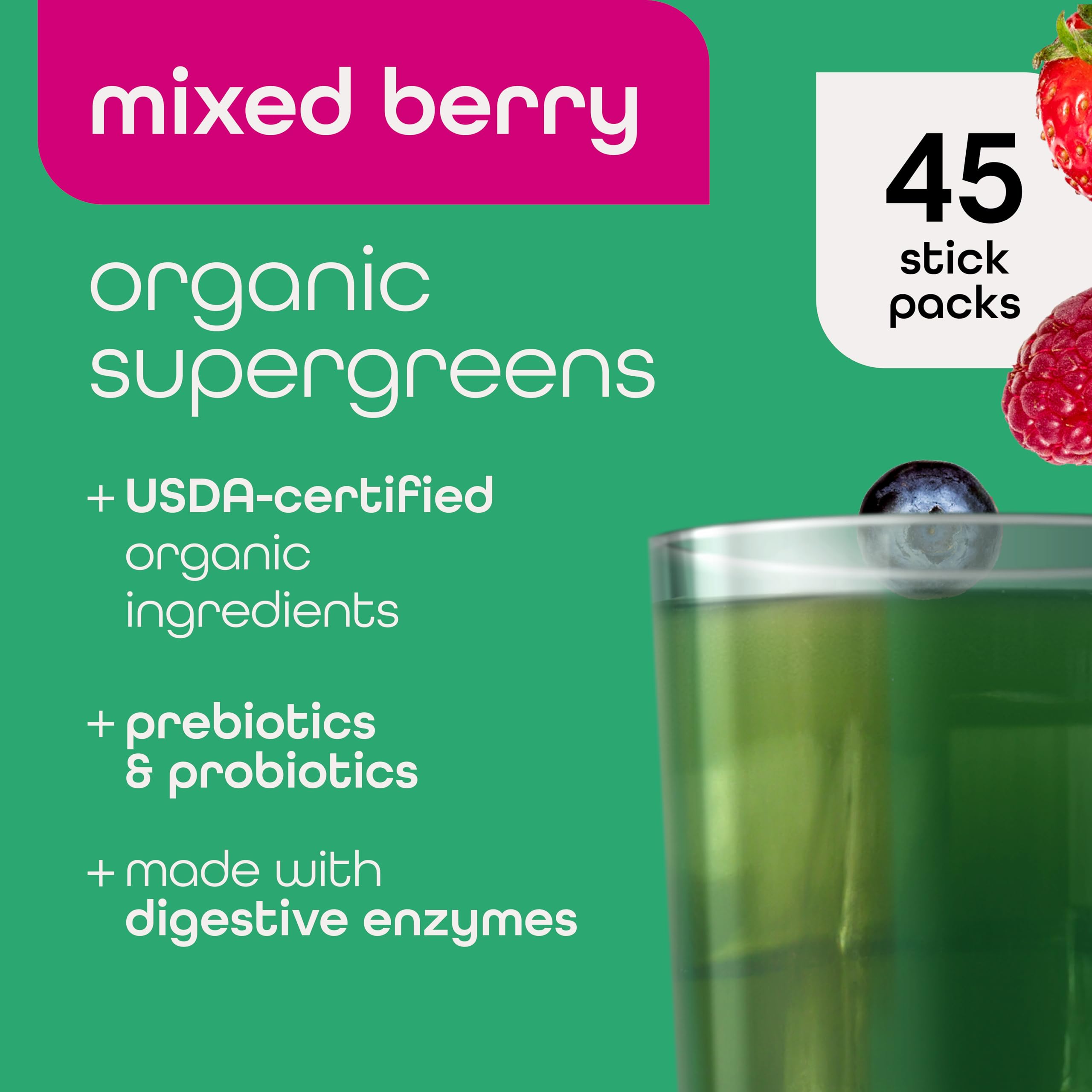 Pouring mixed berry powder from Zena Nutrition into water for a refreshing drink.