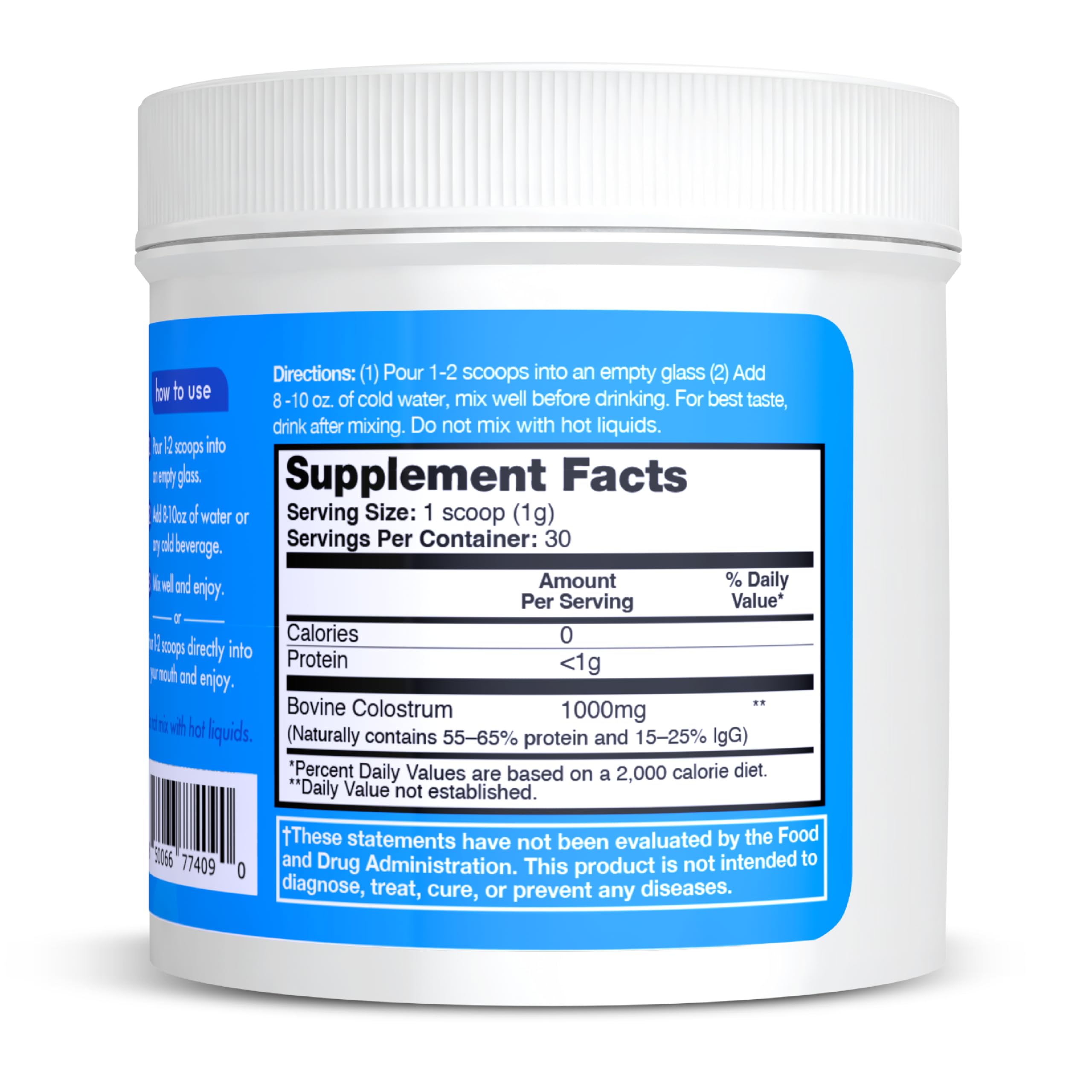 Zena Nutrition unflavored colostrum powder ingredient list supports informed choices.
