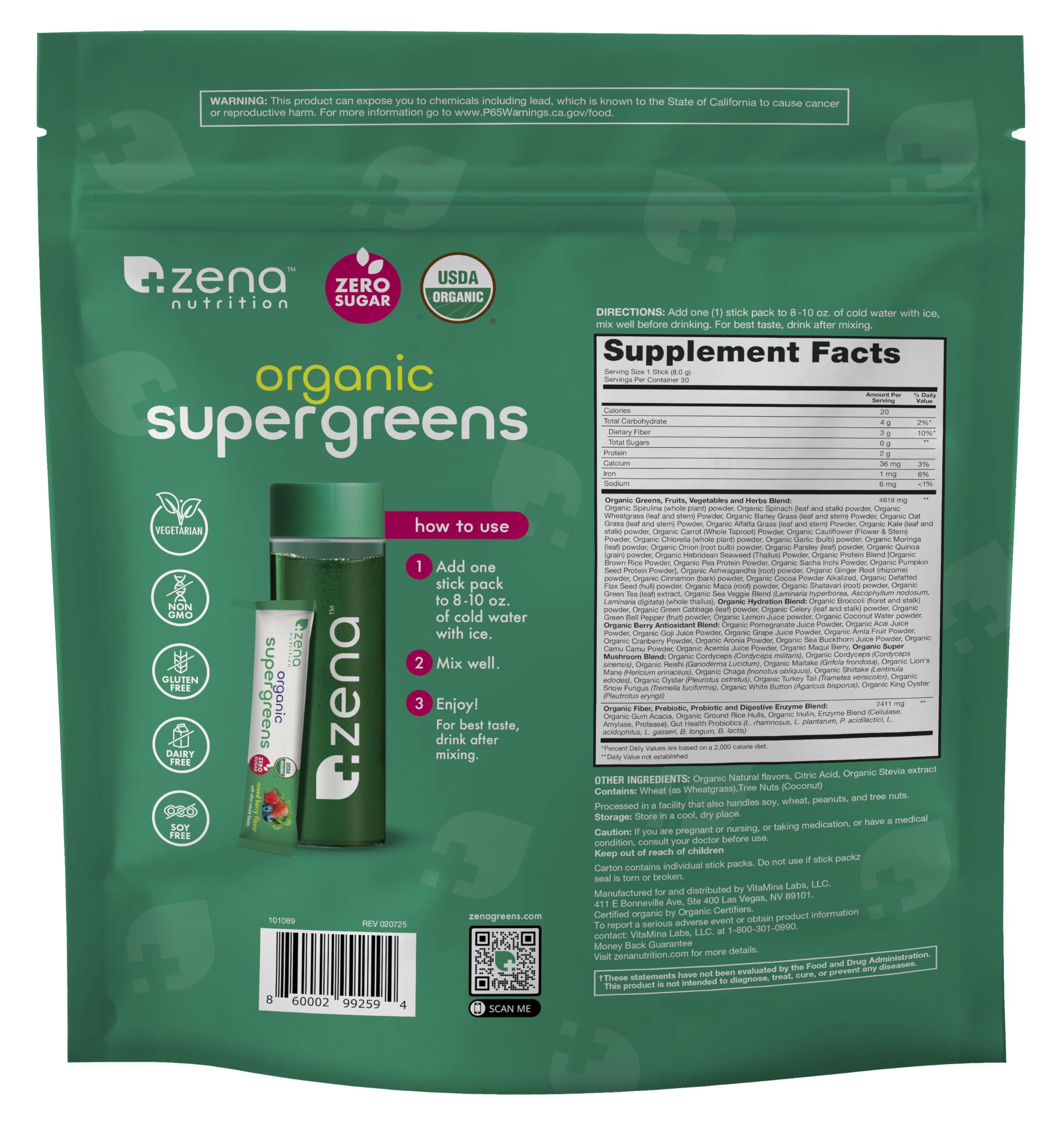 Zena Nutrition mixed berry flavor tastes great and nourishes.