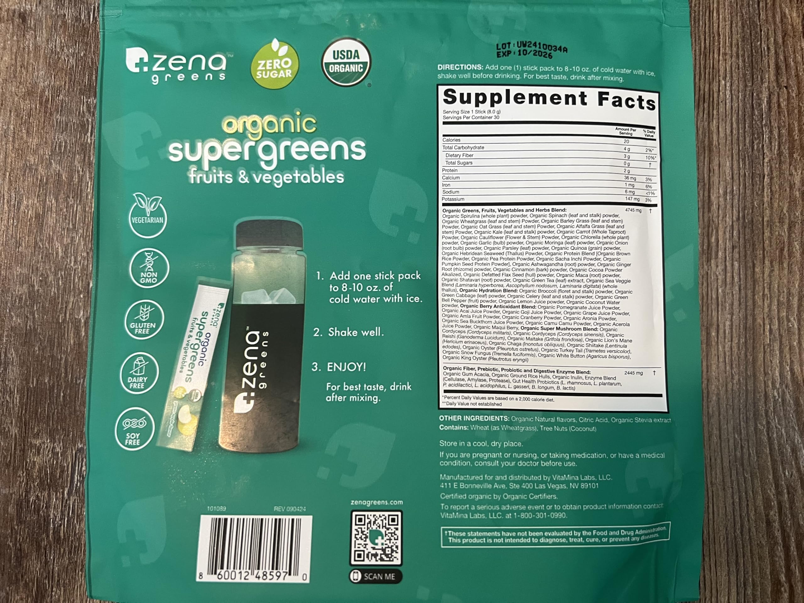 Zena Nutrition Vegan, non-GMO, gluten-free formula supports inclusive dietary needs.
