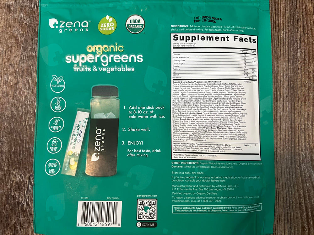 Zena Nutrition Vegan, non-GMO, gluten-free formula supports inclusive dietary needs.