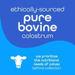 Zena Nutrition colostrum powder poured into a glass for a cold beverage.
