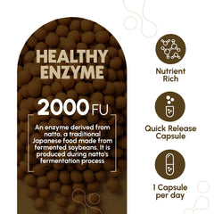 Zenavea nattokinase capsule close-up emphasizing 100 mg potency and plant-based ingredients.