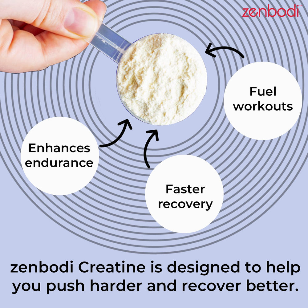 Zenbodi Creatine powder swirling in shaker for easy hydration