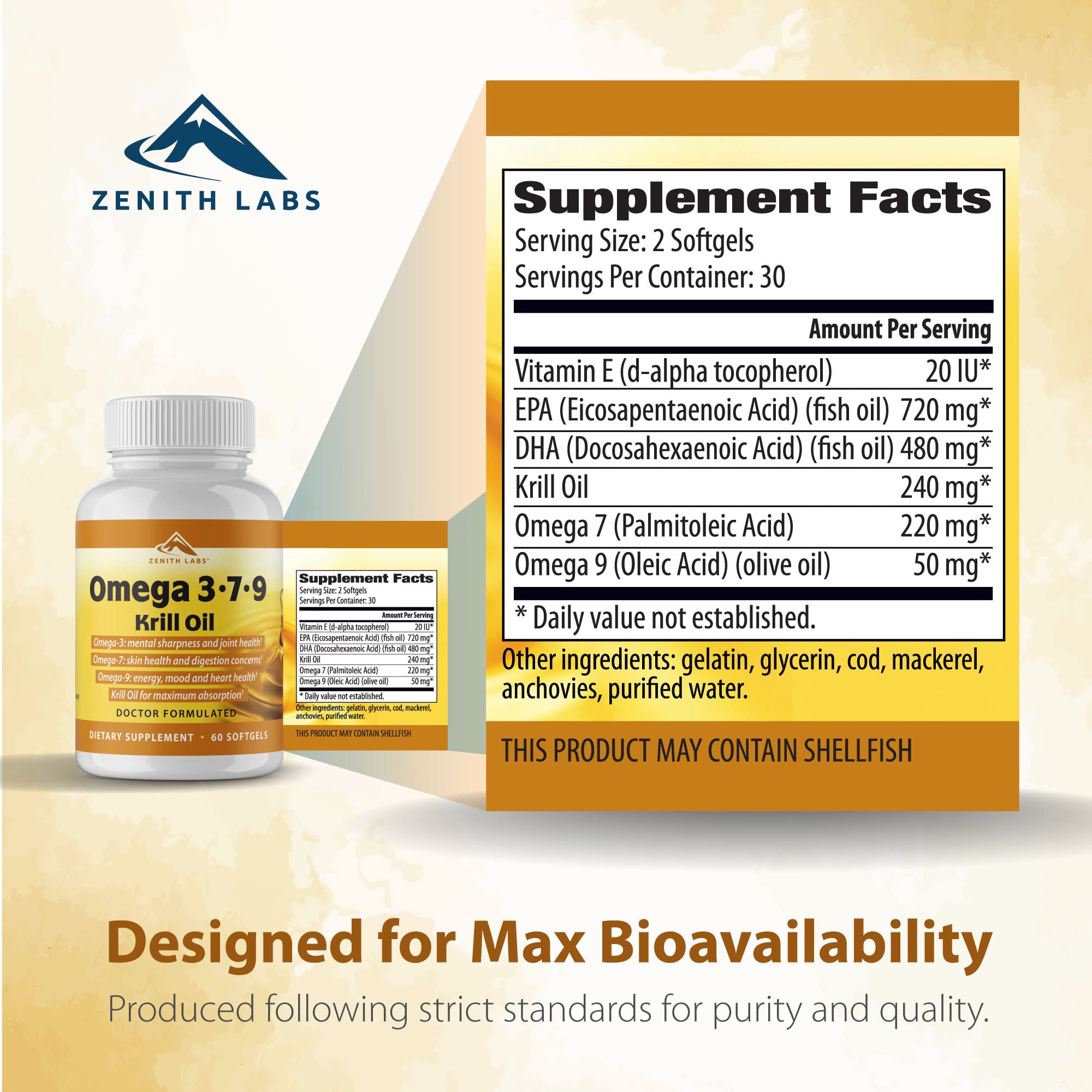Zenith Labs Omega 379 krill oil boost close-up suggesting enhanced absorption.