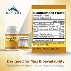 Zenith Labs Omega 379 krill oil boost close-up suggesting enhanced absorption.