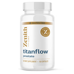 Zenith Labs TitanFlow bottle close-up for urinary health support