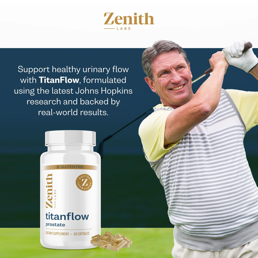 Packaging front view of TitanFlow for simple daily use