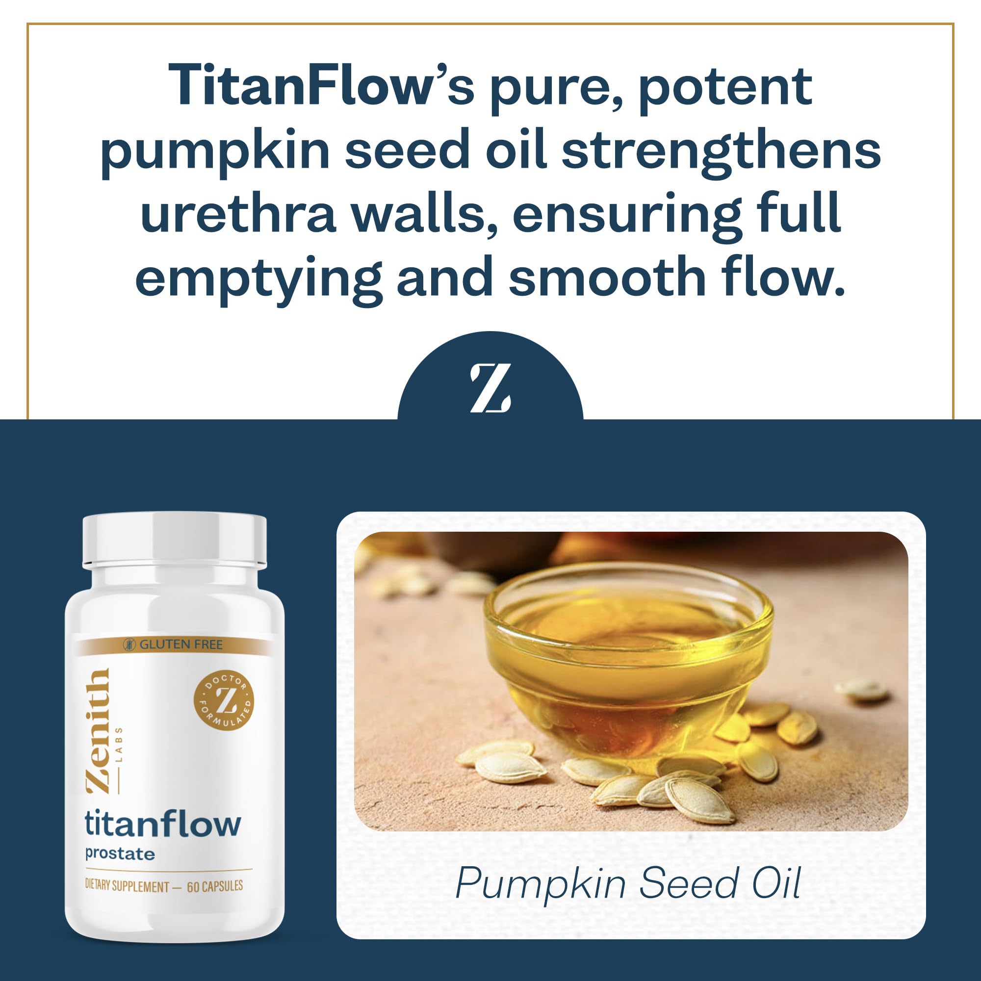 TitanFlow pumpkin seed oil illustration signaling herbal support