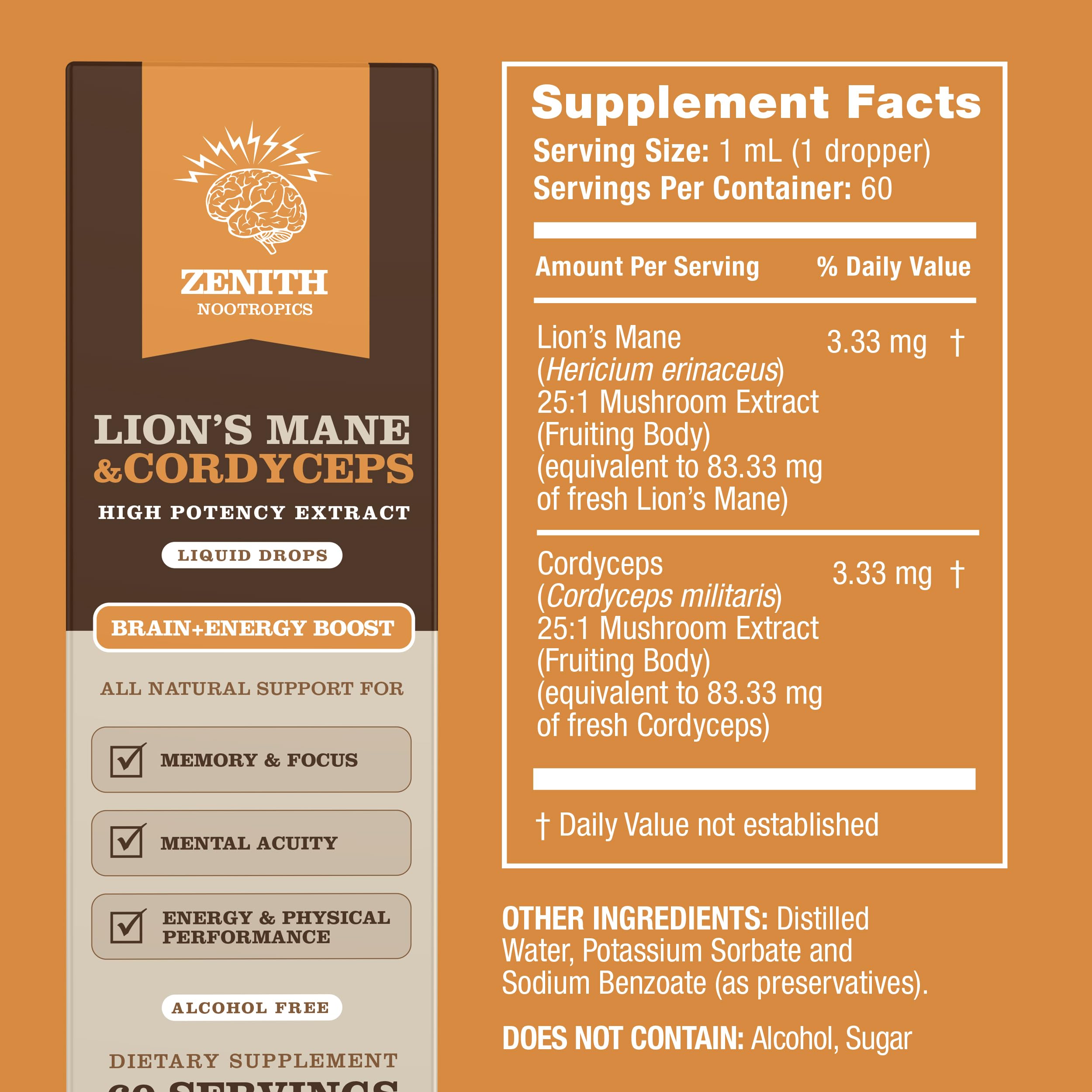 Zenith Nootropics tincture cap shows safe, resealable closure