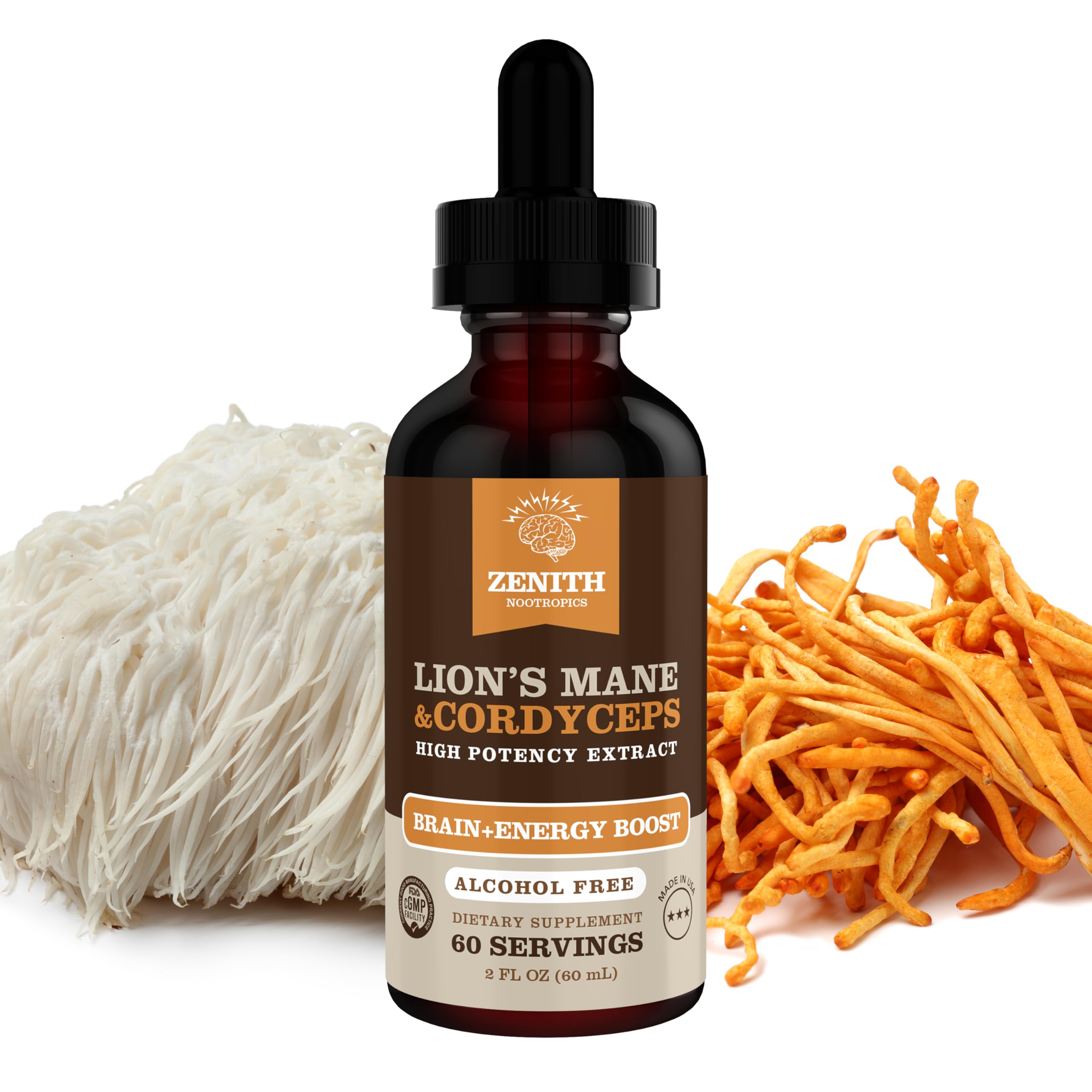 Zenith Nootropics tincture mixed with water for smooth energy
