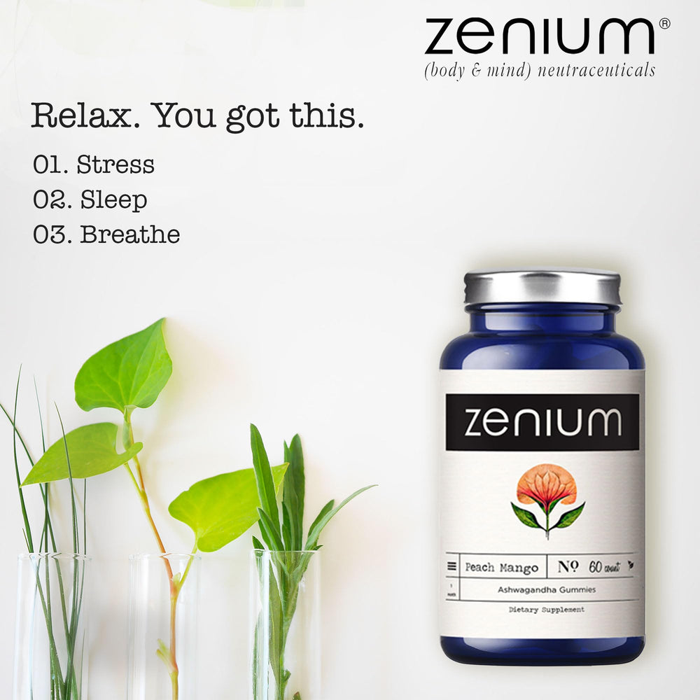 Close-up of Zenium gummies displaying vegan formula