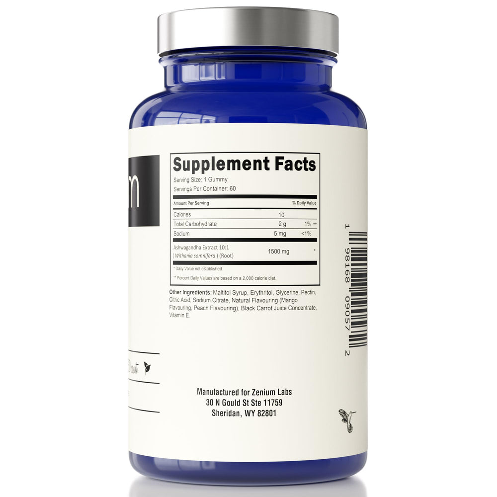 Zenium Ashwagandha Gummies mango flavor, tasty stress-relief option