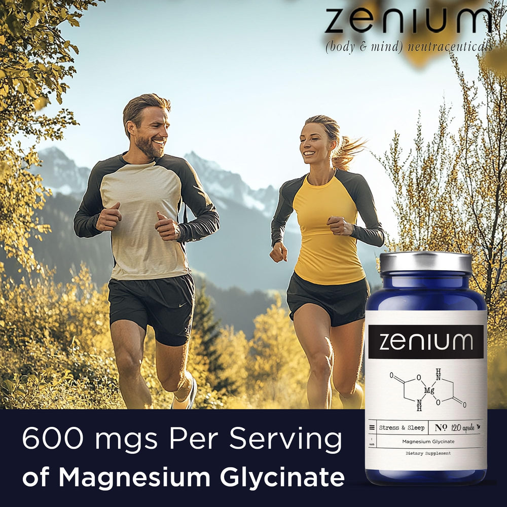 Zenium bottle on bedside scene, cues a calm bedtime ritual.