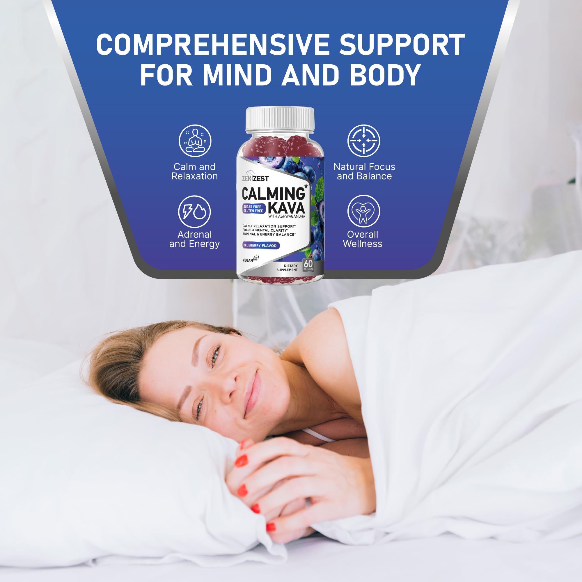 Gummies closeup highlighting blueberry texture for gentle relaxation and focus support