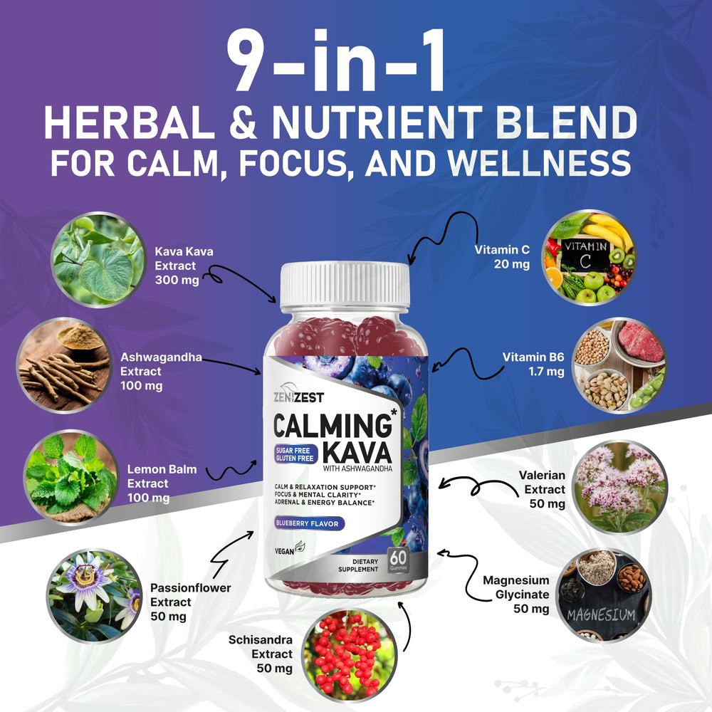 Gummies being poured from bottle illustrating easy daily use for stress relief and focus