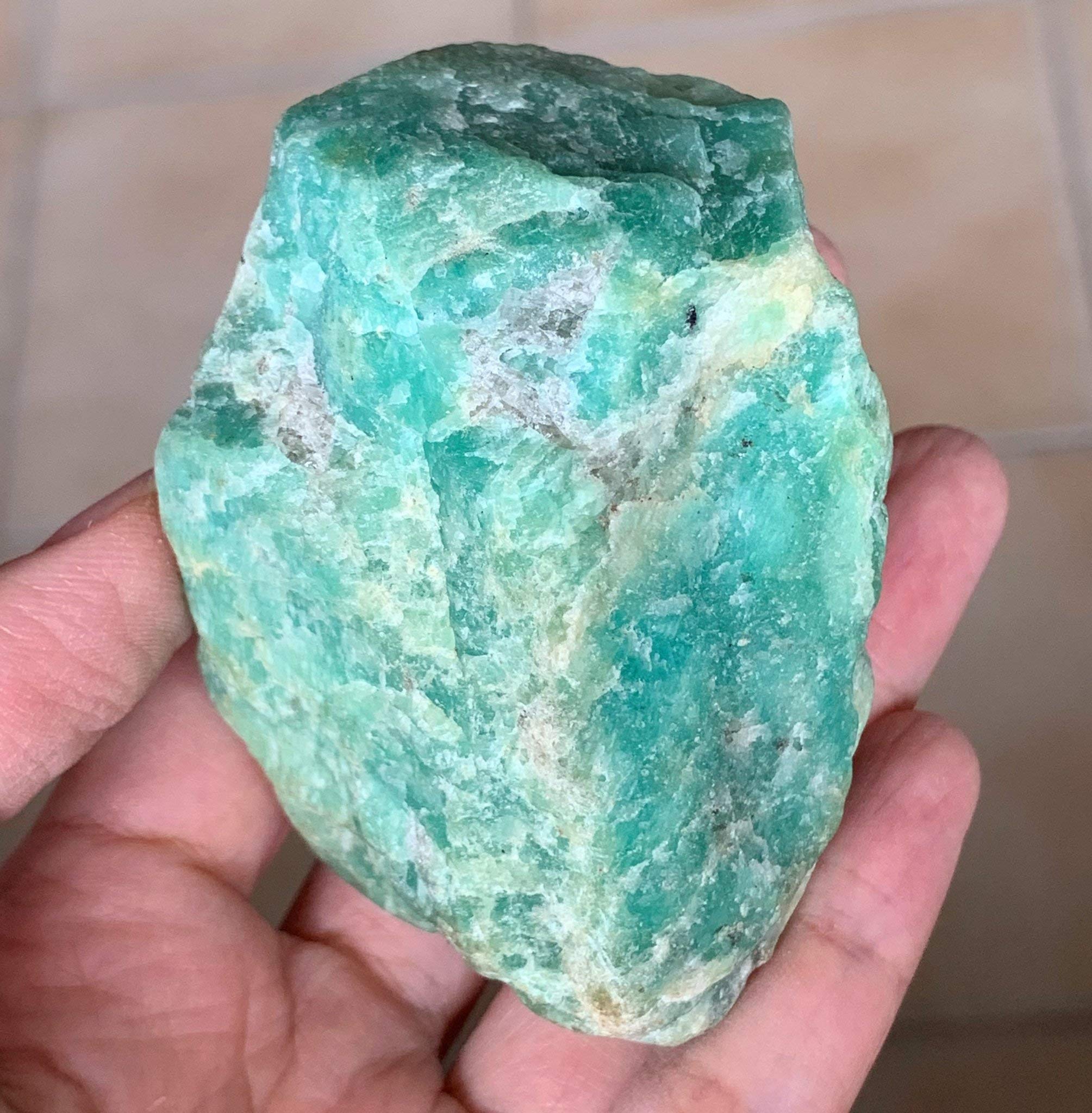 Zenkeeper amazonite rough stone features unique markings for energy work.