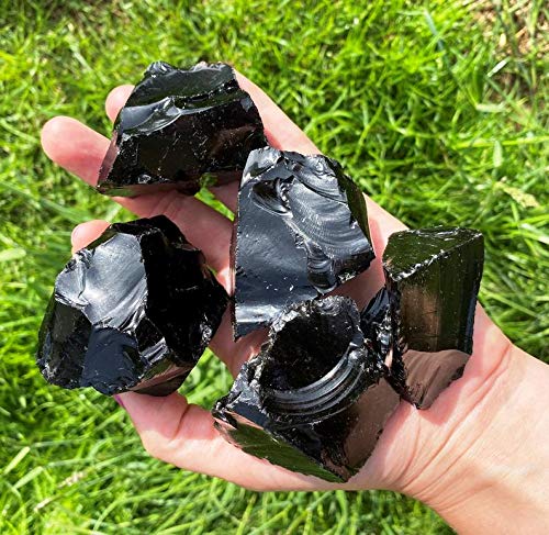 Zenkeeper Black Obsidian rough stones for jewelry making and meditation.
