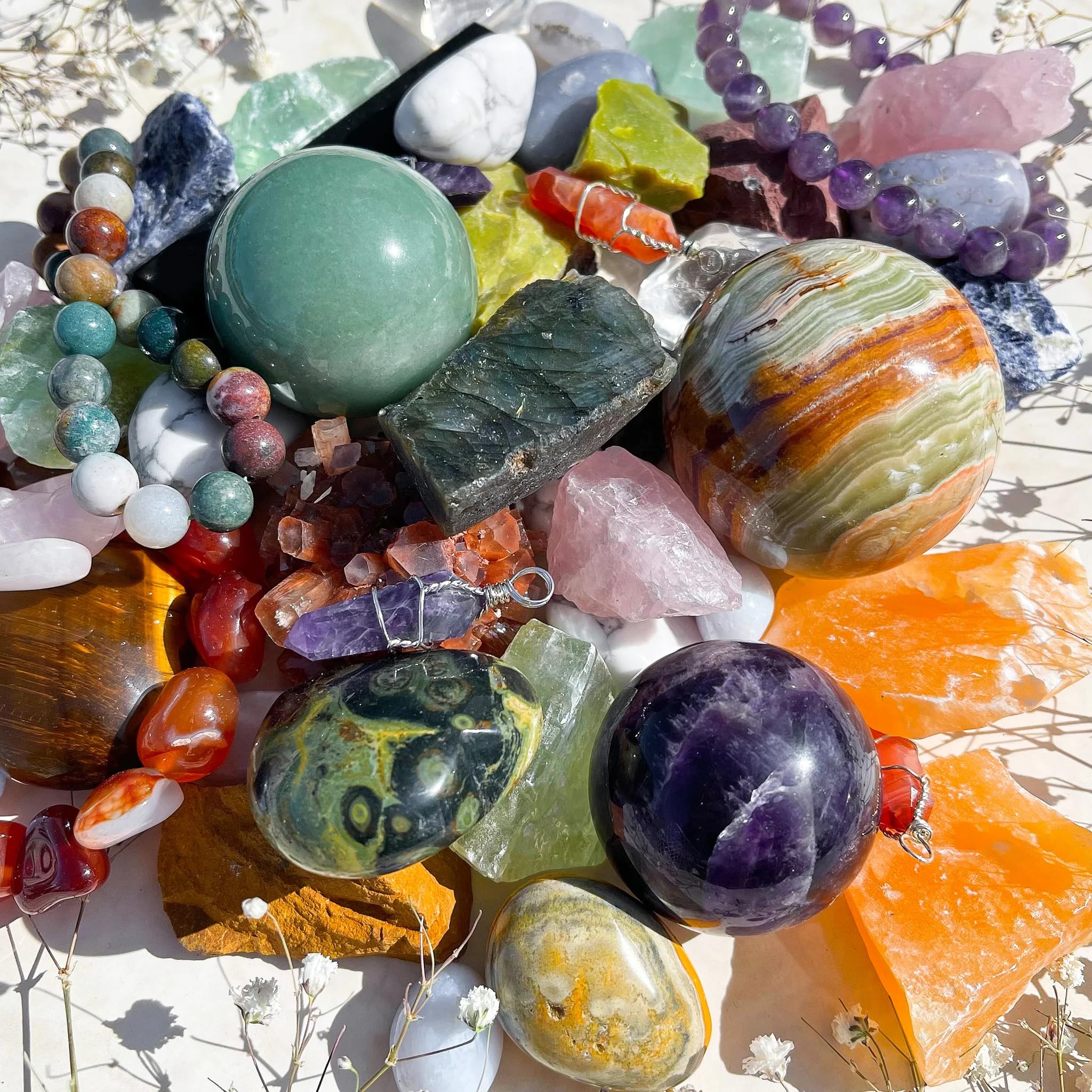 Zenkeeper blue calcite and fluorite samples for mood balance decor.