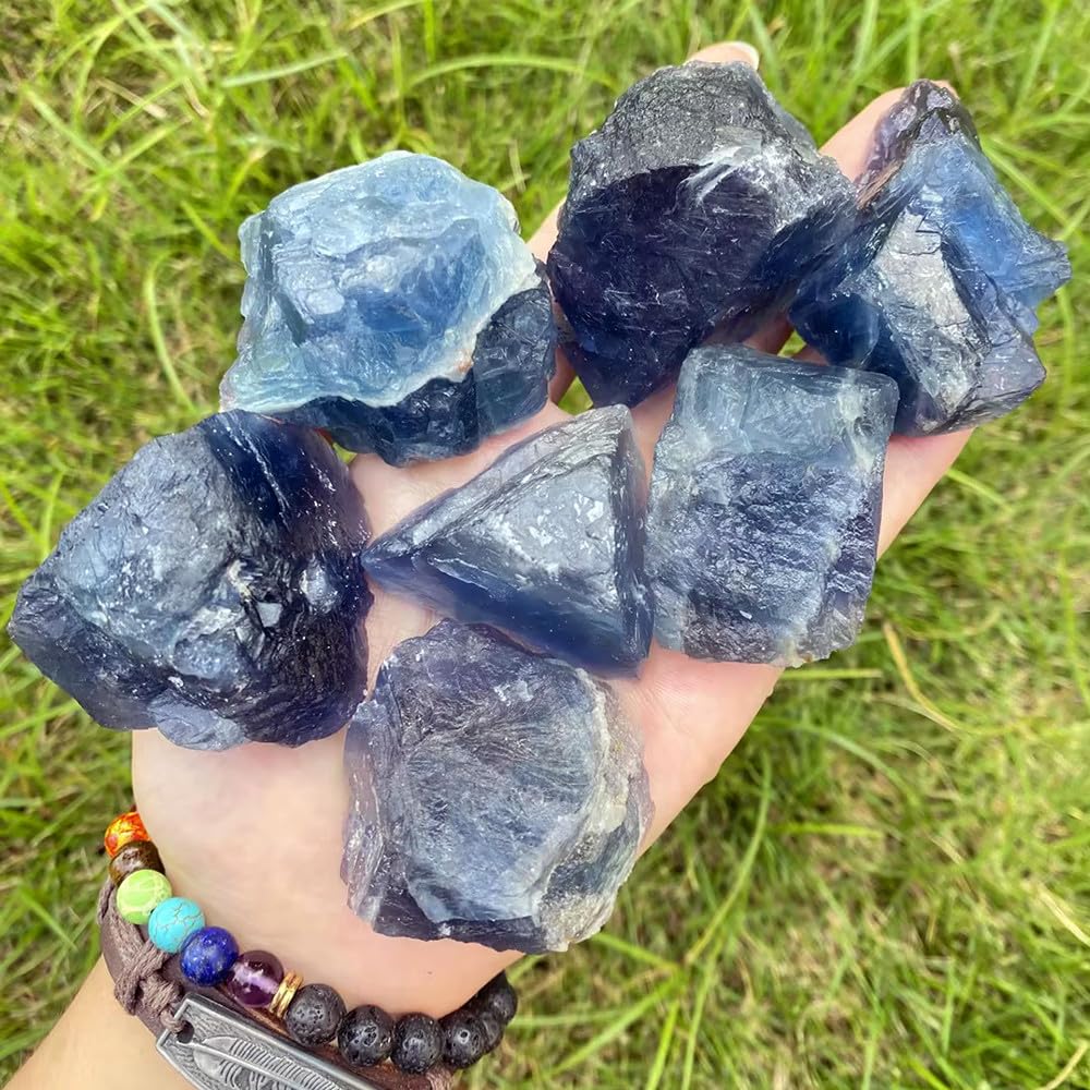Zenkeeper Blue Fluorite Stone front view shows display friendly blue hues for focus