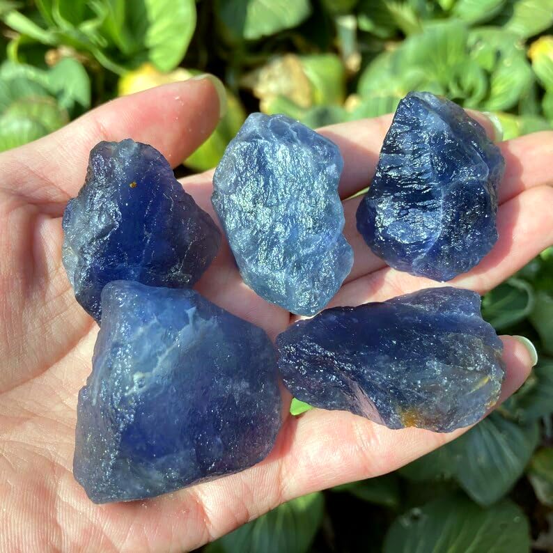 Zenkeeper Blue Fluorite Stone in-hand view demonstrates portability and calm