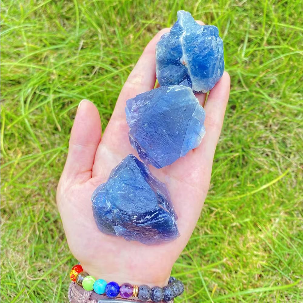 Zenkeeper Blue Fluorite Stone side view reveals natural patterns and calm tones