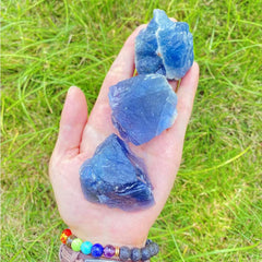 Zenkeeper Blue Fluorite Stone side view reveals natural patterns and calm tones