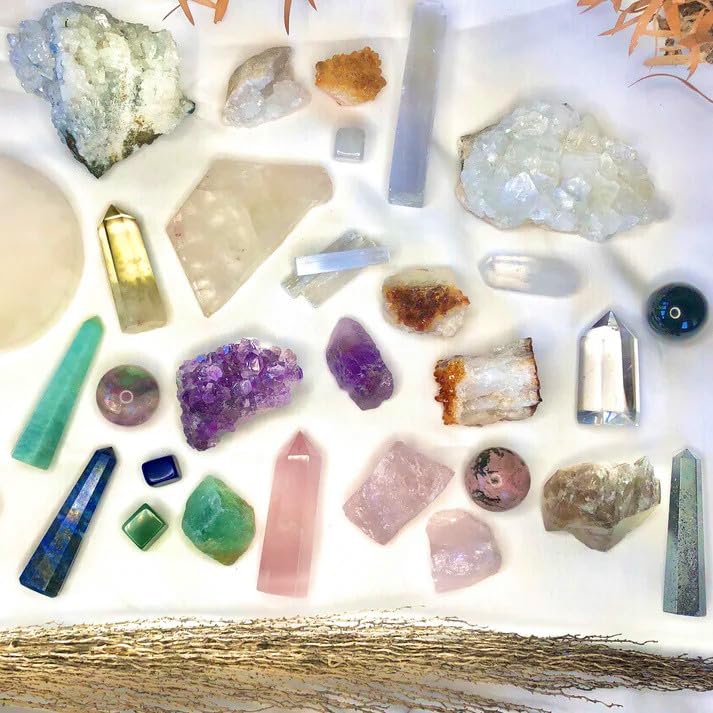 Zenkeeper dalmatian jasper and selenite assortment for crystal rituals.