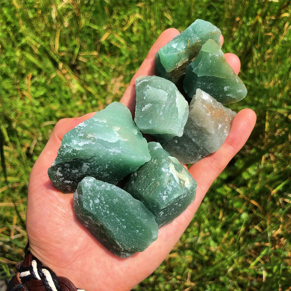 Zenkeeper green aventurine rough stones pack for jewelry making and meditation.