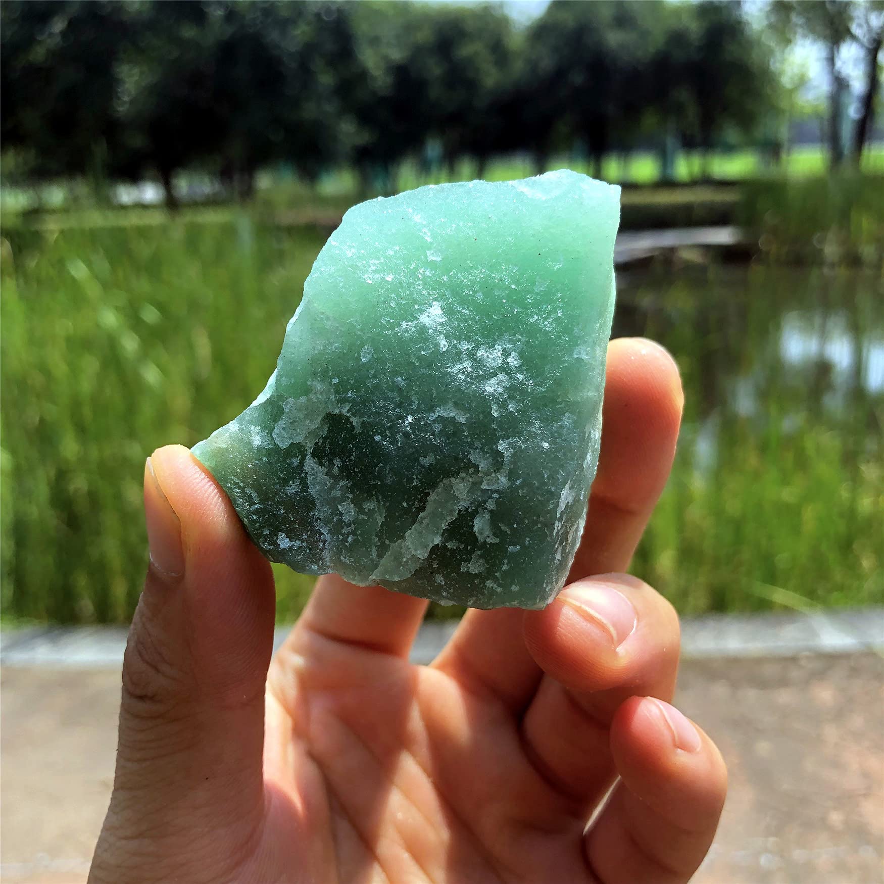 Zenkeeper green aventurine rough stones for tumbling and crafts.