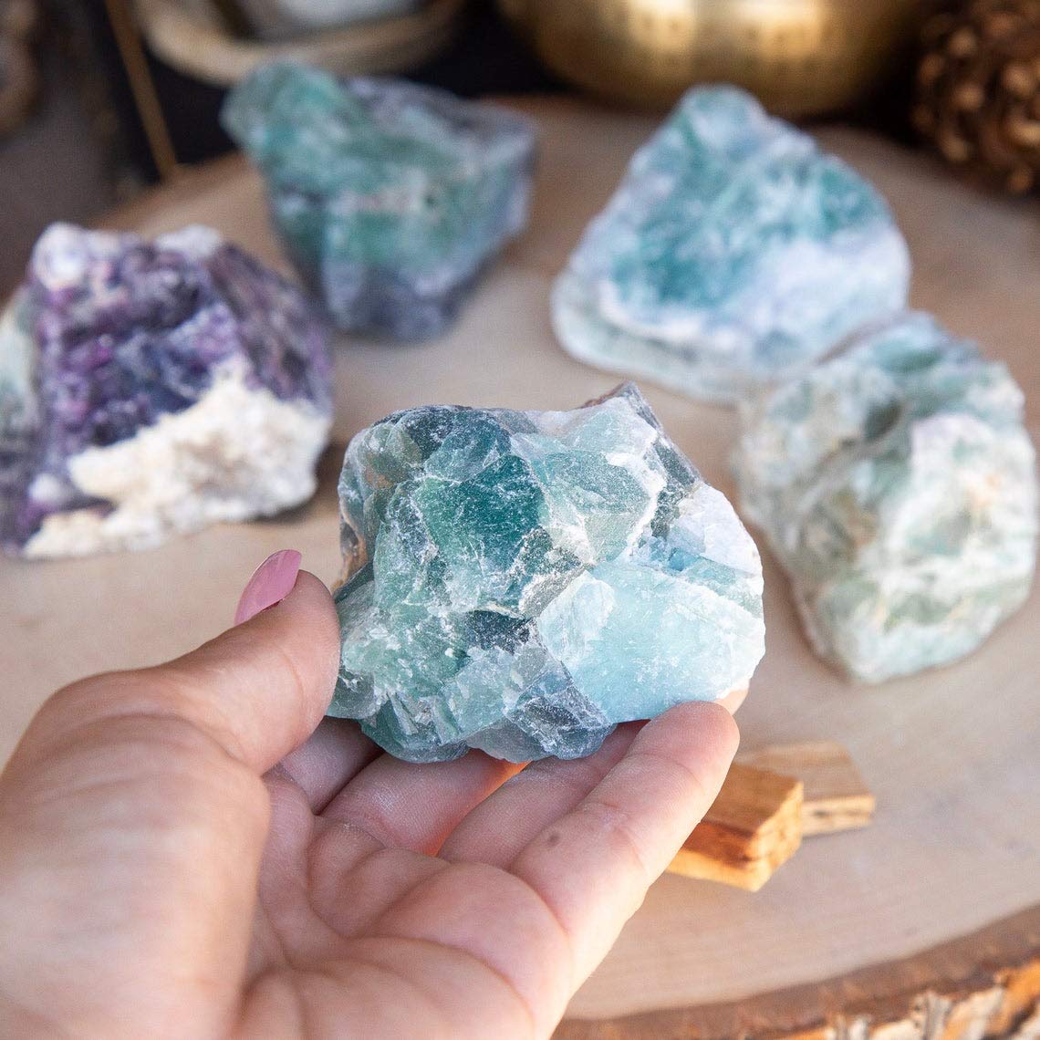 Zenkeeper purple fluorite rough stone for meditation rituals.