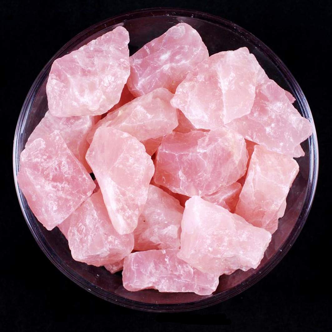 Zenkeeper rose quartz rough stones collection showing natural color variation for crystal craft and display
