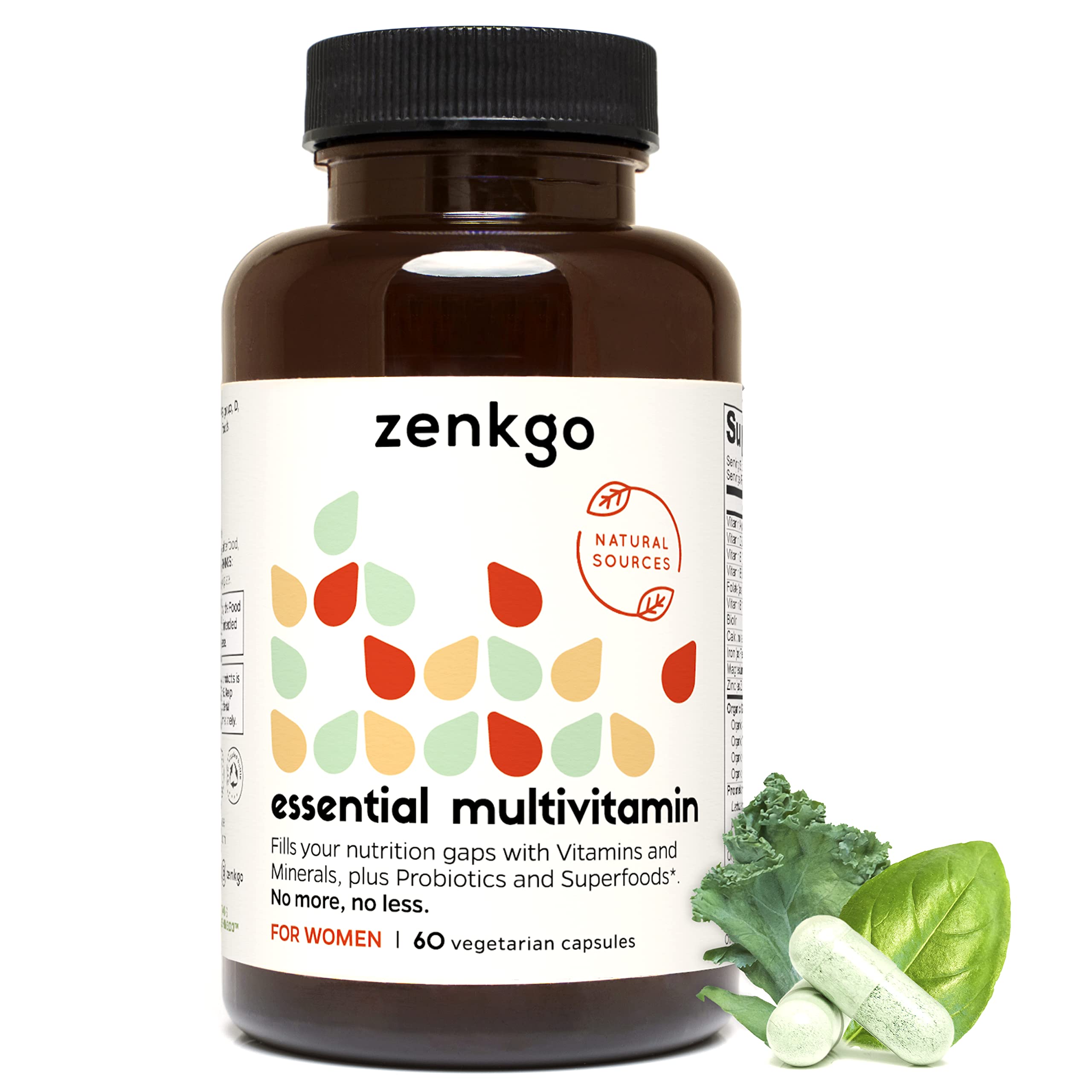 Zenkgo women's vitamins bottle front for daily wellness with 4-in-1 formula.