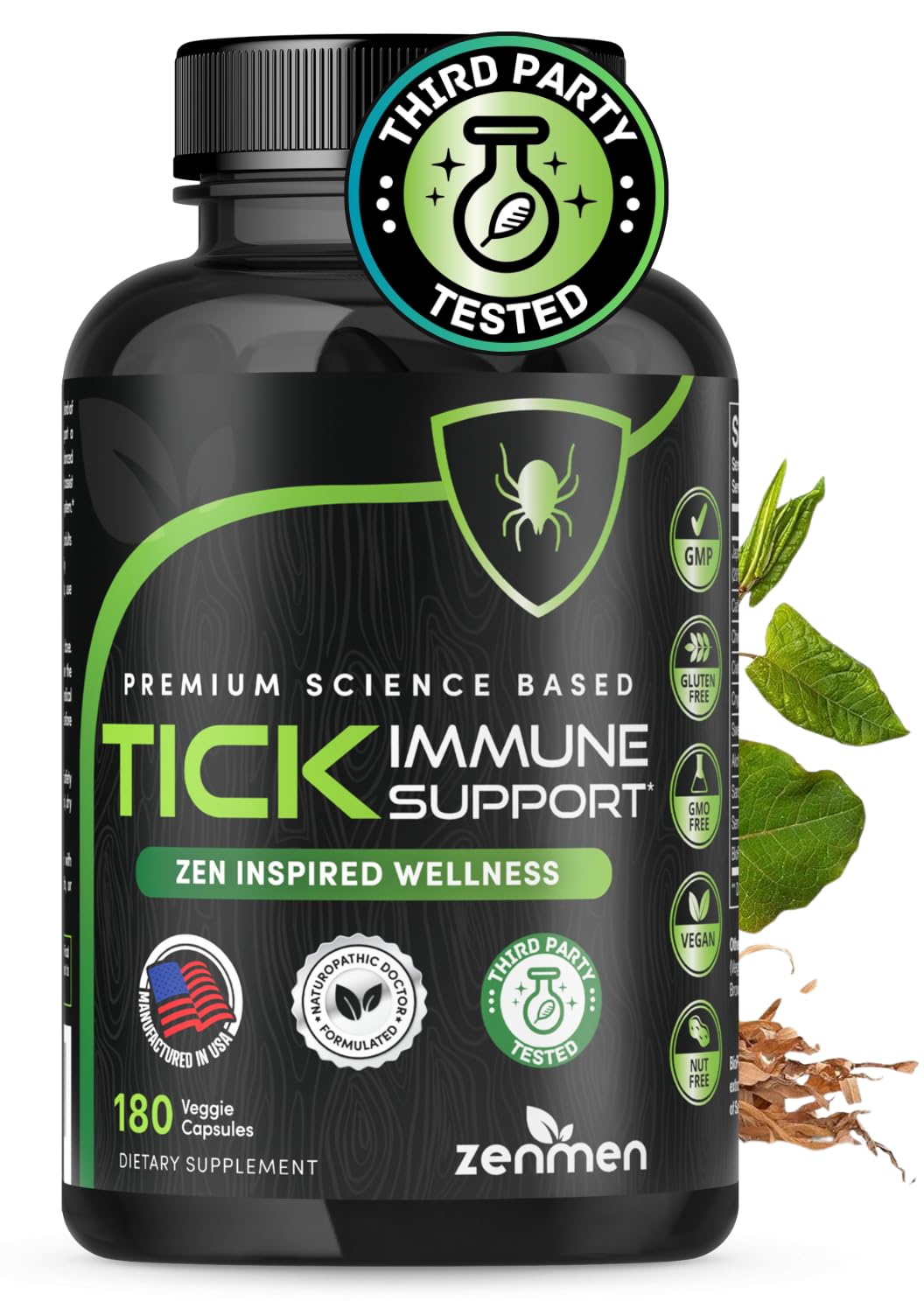 Zenmen Daily Tick Guard bottle cap close-up showing easy-to-take capsules for daily support