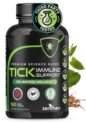 Zenmen Daily Tick Guard bottle cap close-up showing easy-to-take capsules for daily support