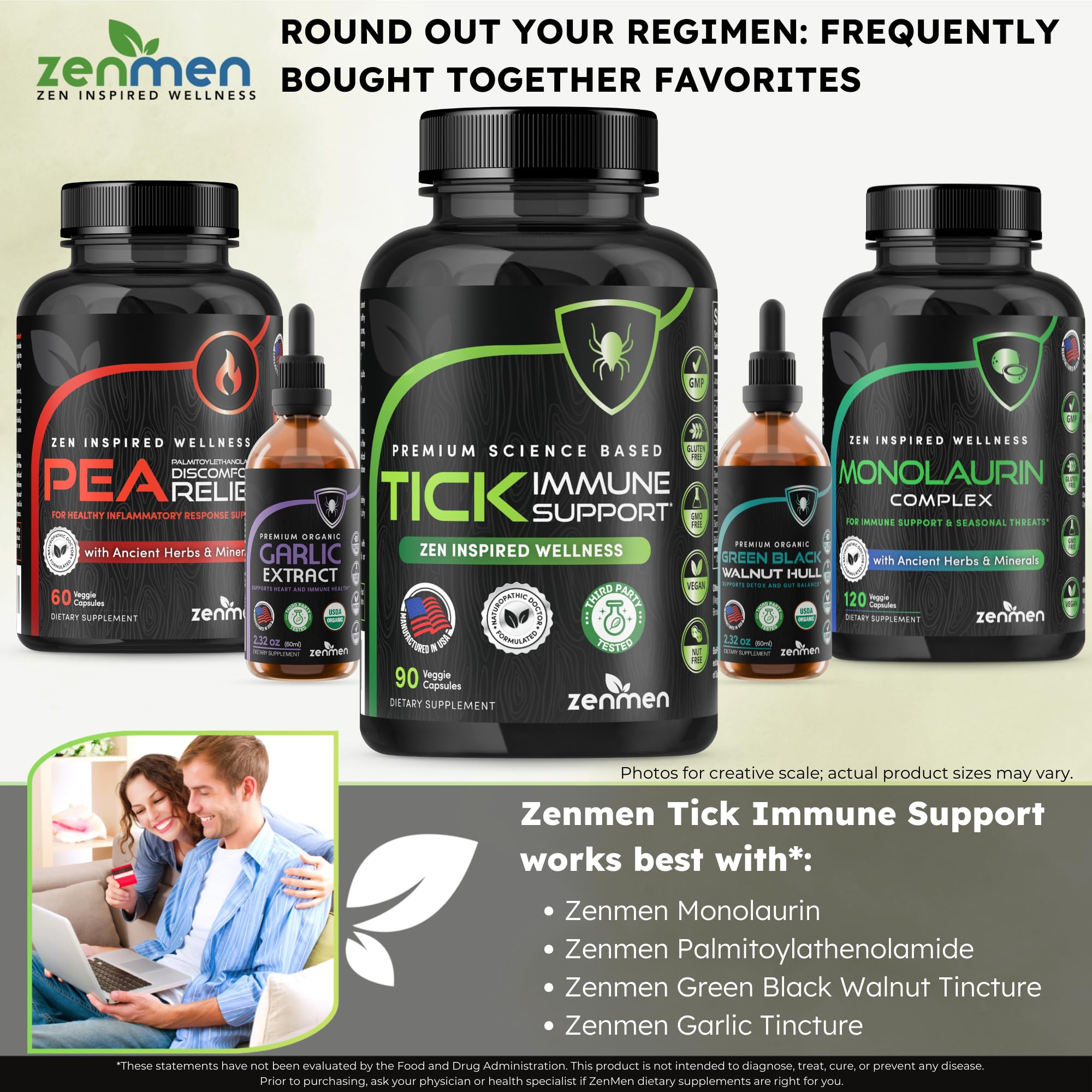 Zenmen Daily Tick Guard pouring capsules into a hand with label visible