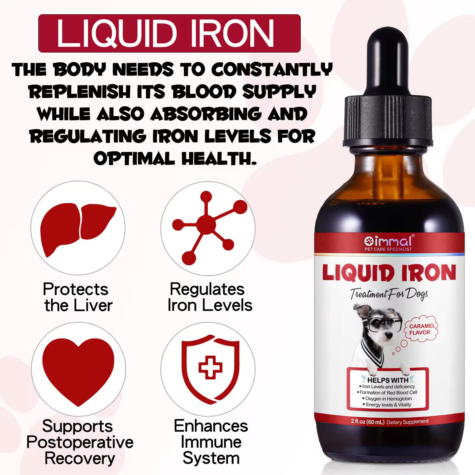 Zenpaws Liquid Iron in dog food mix blending into meals for nutrition.