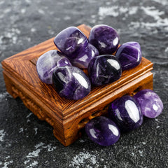 ZenQ irregular polished amethyst crystals showing natural color and shine.