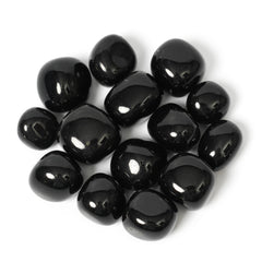 ZenQ black obsidian stones in a collection, ideal for grounding rituals.