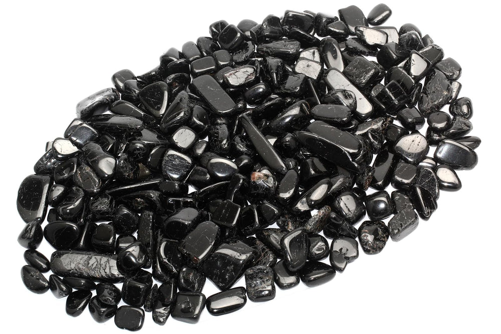 ZenQ black tourmaline chips close-up for crafts and decor.