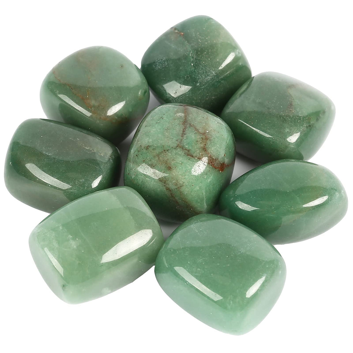 ZenQ green aventurine stones from Brazil, polished for crystal work.