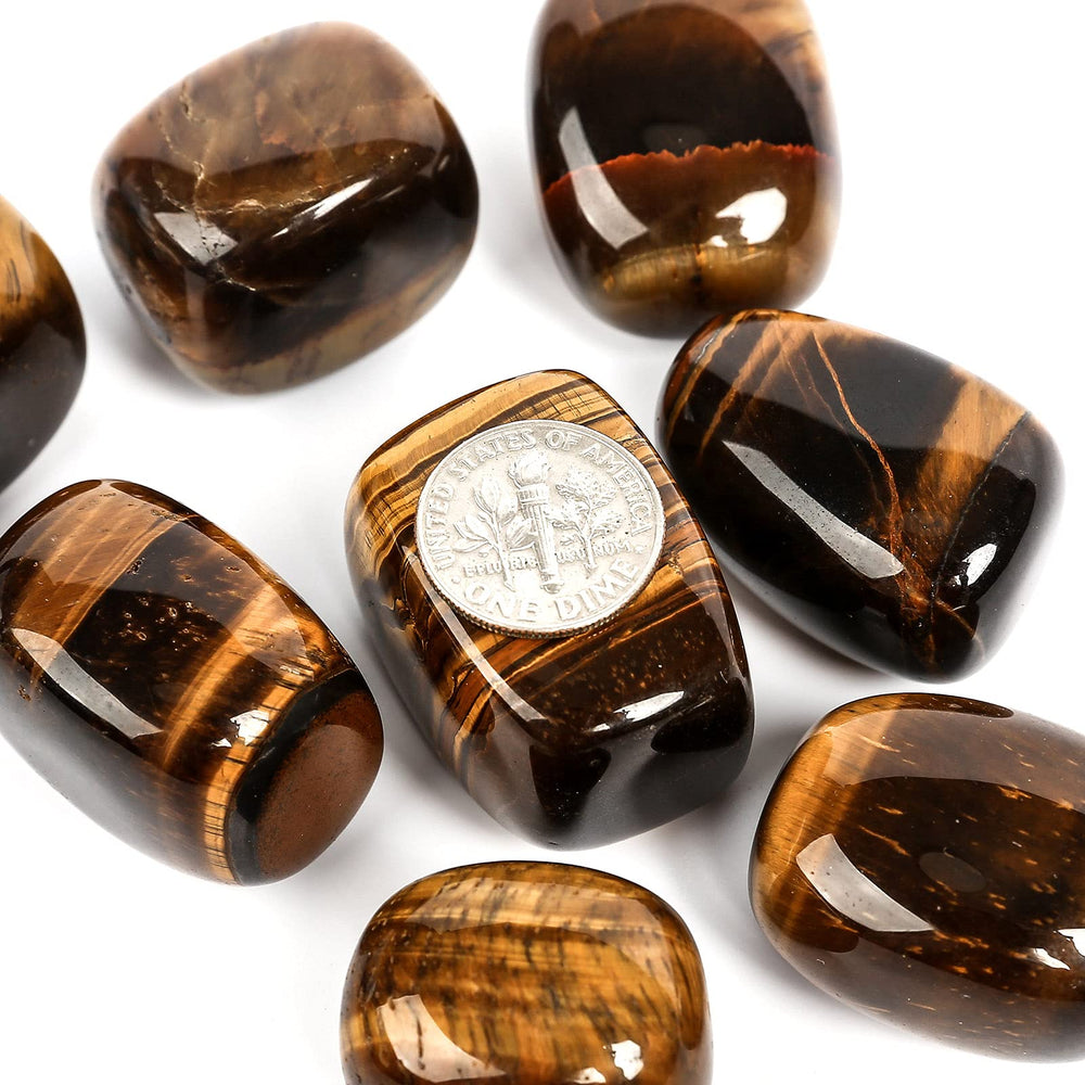 ZenQ irregular tigers eye pieces, varied shapes for energy work and grids.