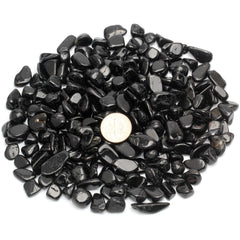 ZenQ tourmaline chips in a drawstring bag ready for crystal projects and gifts.